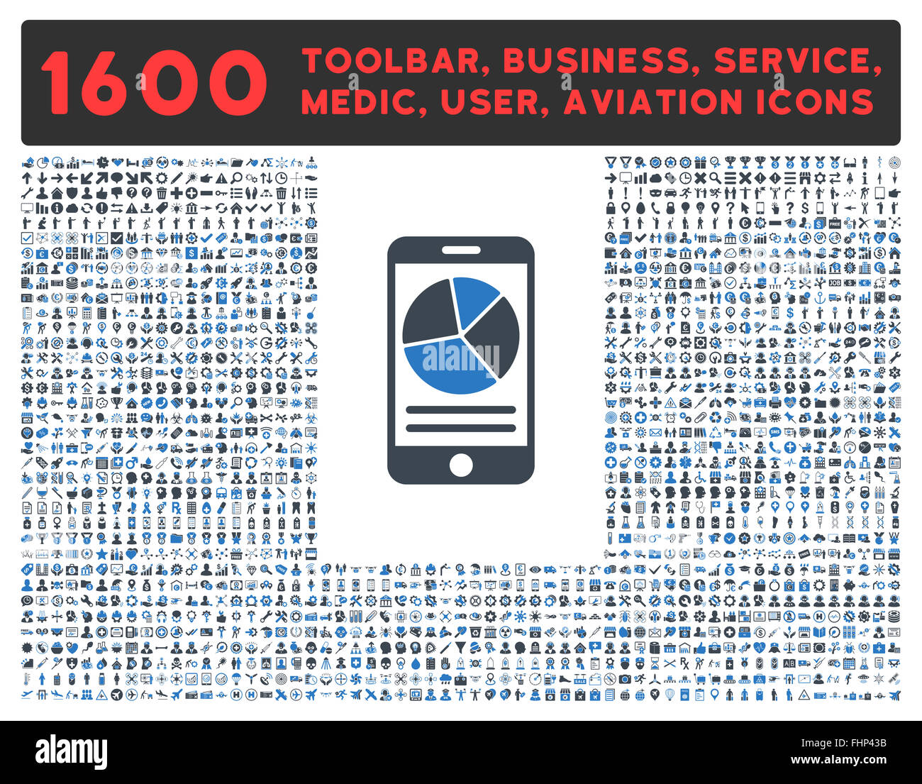 Mobile Report Icon with Large Pictogram Collection Stock Photo - Alamy