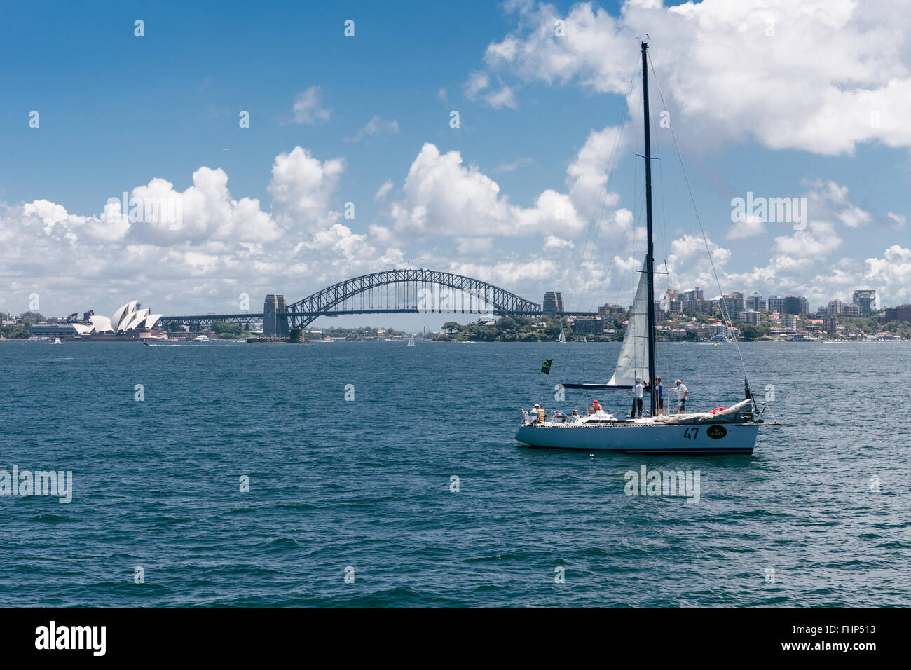 Sailing in Sydney Harbour on a sunny day Stock Photo