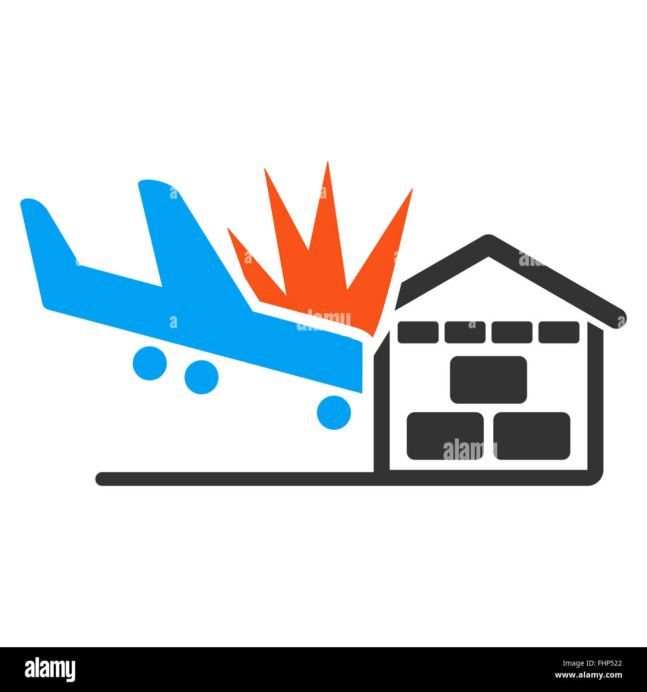 Airplane Hangar Crash Icon Stock Photo