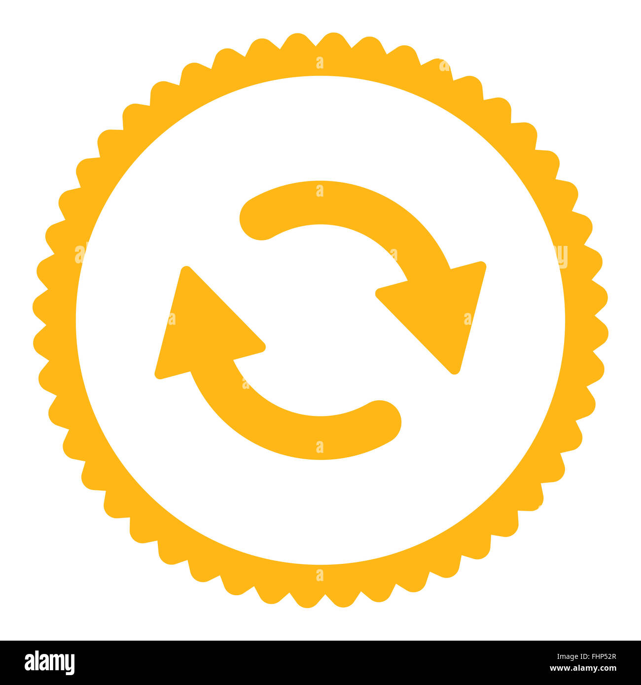 Refresh flat yellow color round stamp icon Stock Photo - Alamy