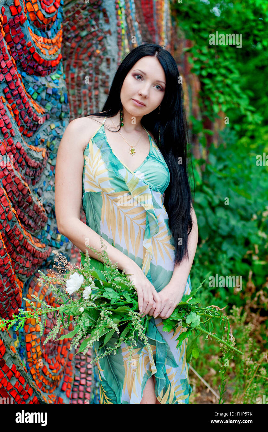 Spring woman in summer dress walking enjoying the sun Stock Photo - Alamy