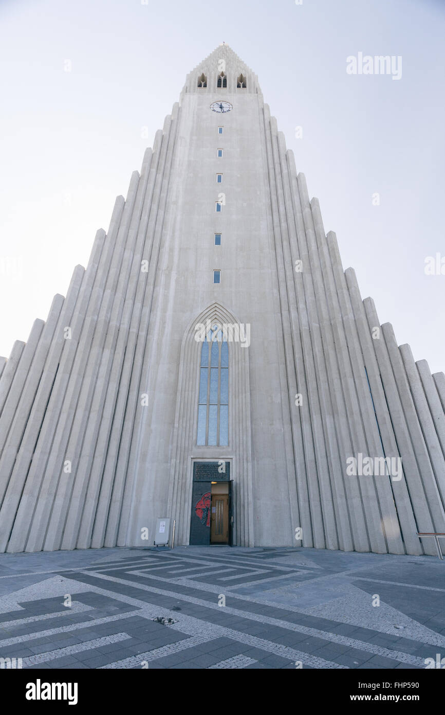 Hallgrimskirkja Cathedral, Reykjavik on a sunny day Stock Photo