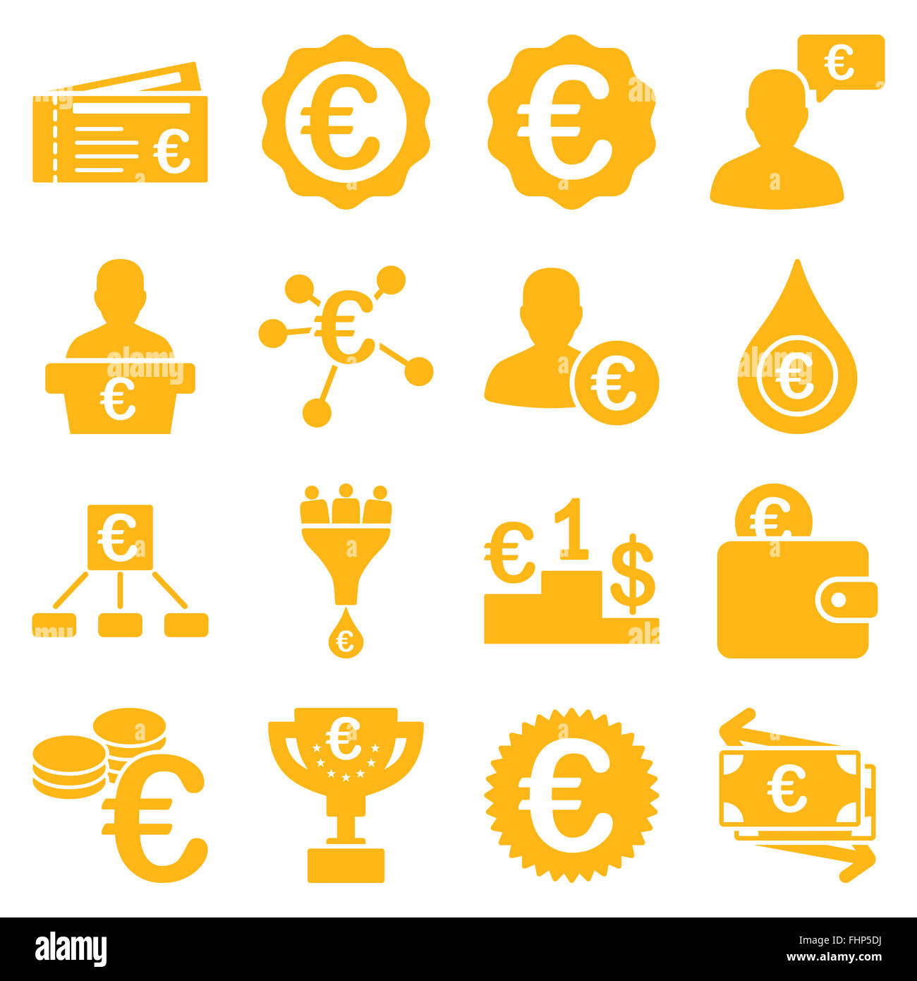 Euro banking business and service tools icons Stock Photo