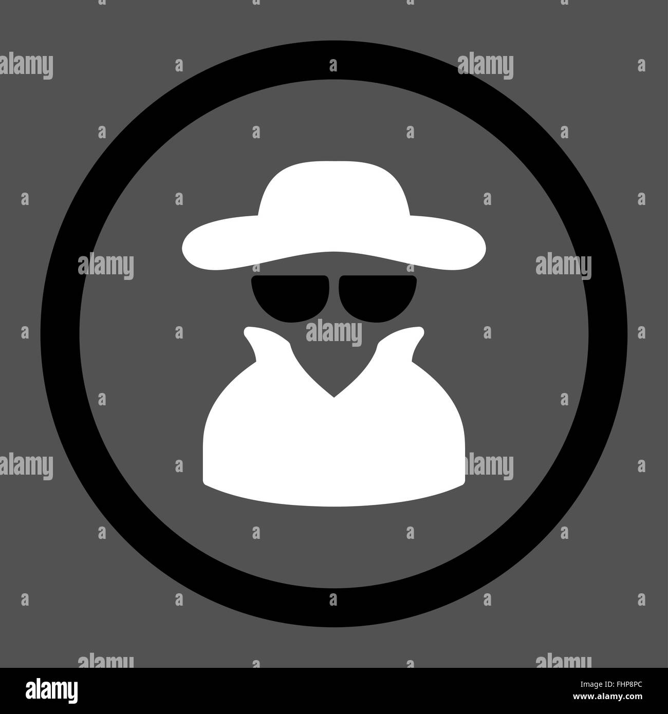 Spy flat black and white colors rounded vector icon Stock Photo - Alamy
