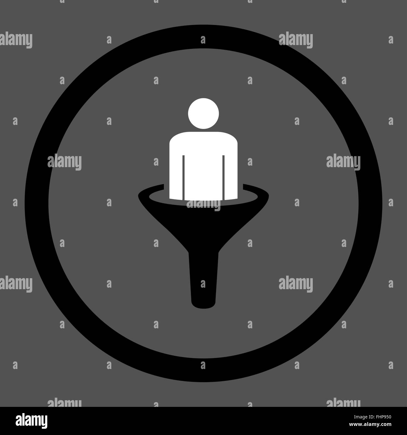 Sales funnel flat black and white colors rounded vector icon Stock ...
