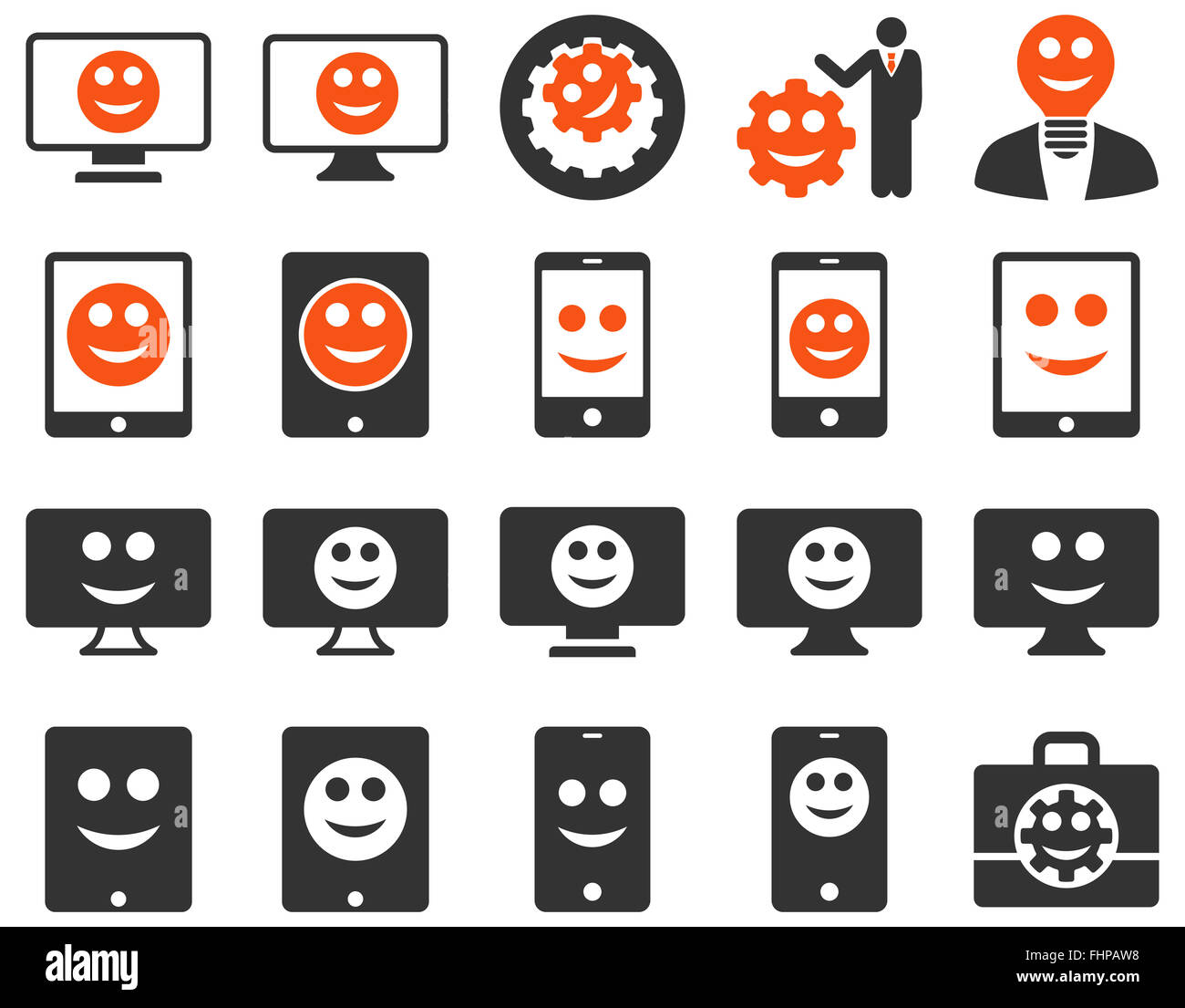 Tools, options, smiles, displays, devices icons Stock Photo - Alamy