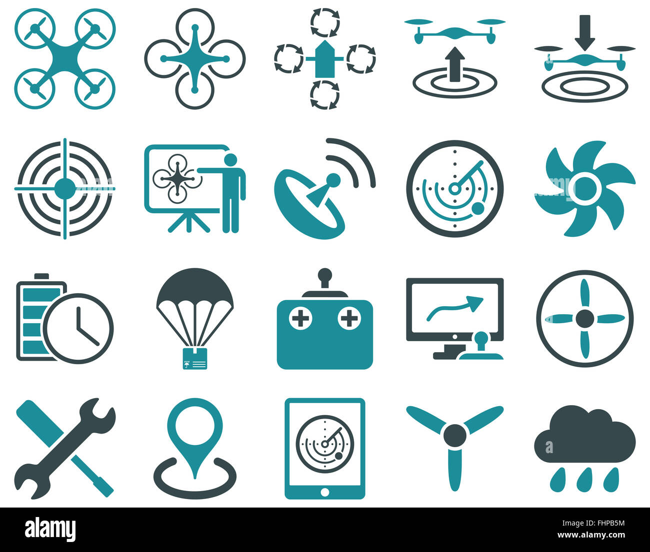 Air drone and quadcopter tool icons Stock Photo - Alamy