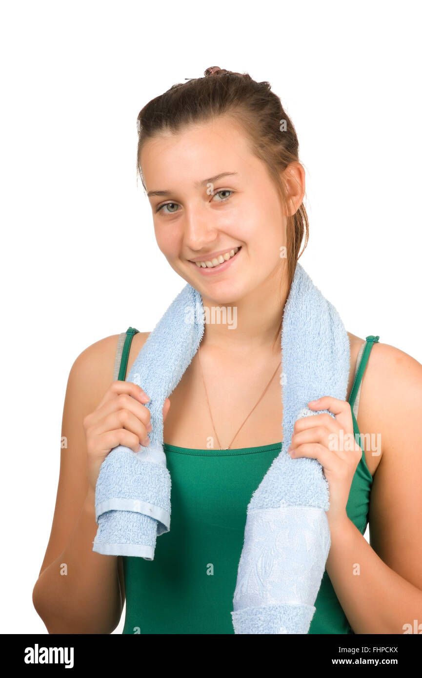 beautiful young girl with a towel Stock Photo Alamy