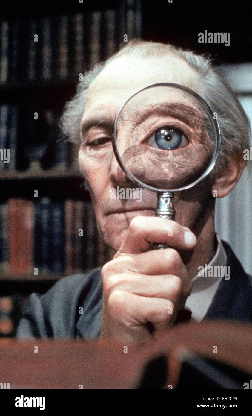 Peter Cushing With Magnifying Glass Top Secret 1984 Stock Photo Alamy