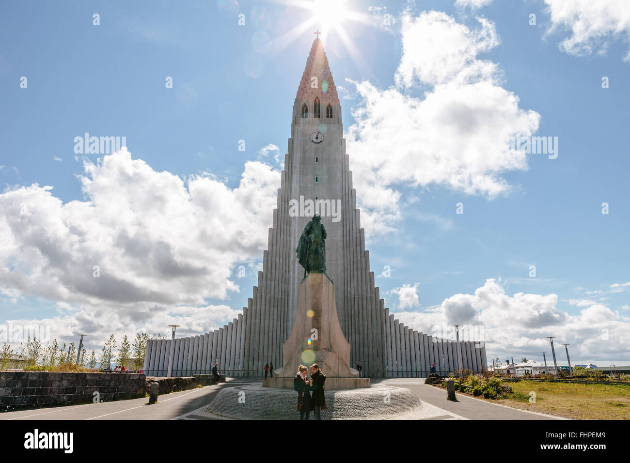 Hallgrimskirkja Cathedral, Reykjavik on a sunny day Stock Photo