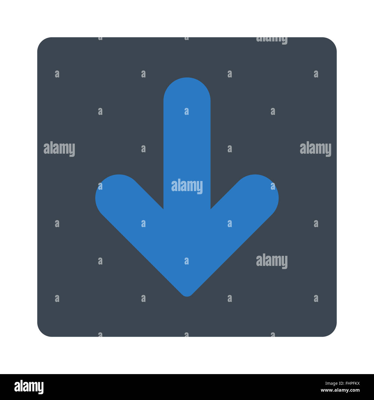 Arrow Down flat smooth blue colors rounded button Stock Photo - Alamy