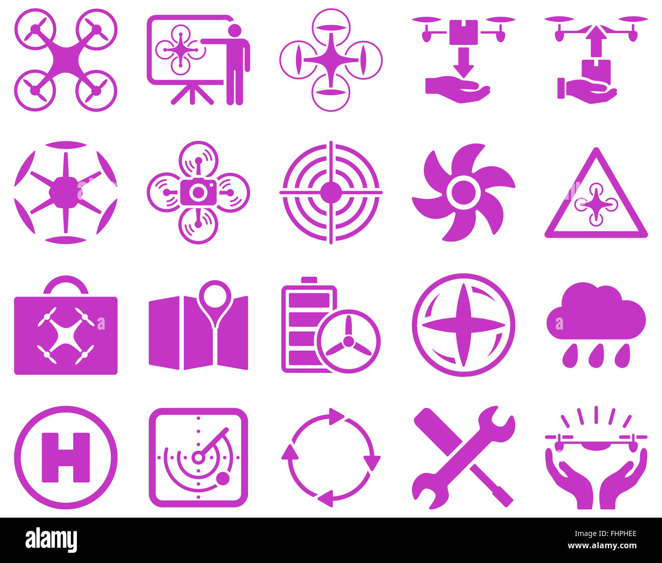 Air drone and quadcopter tool icons Stock Photo