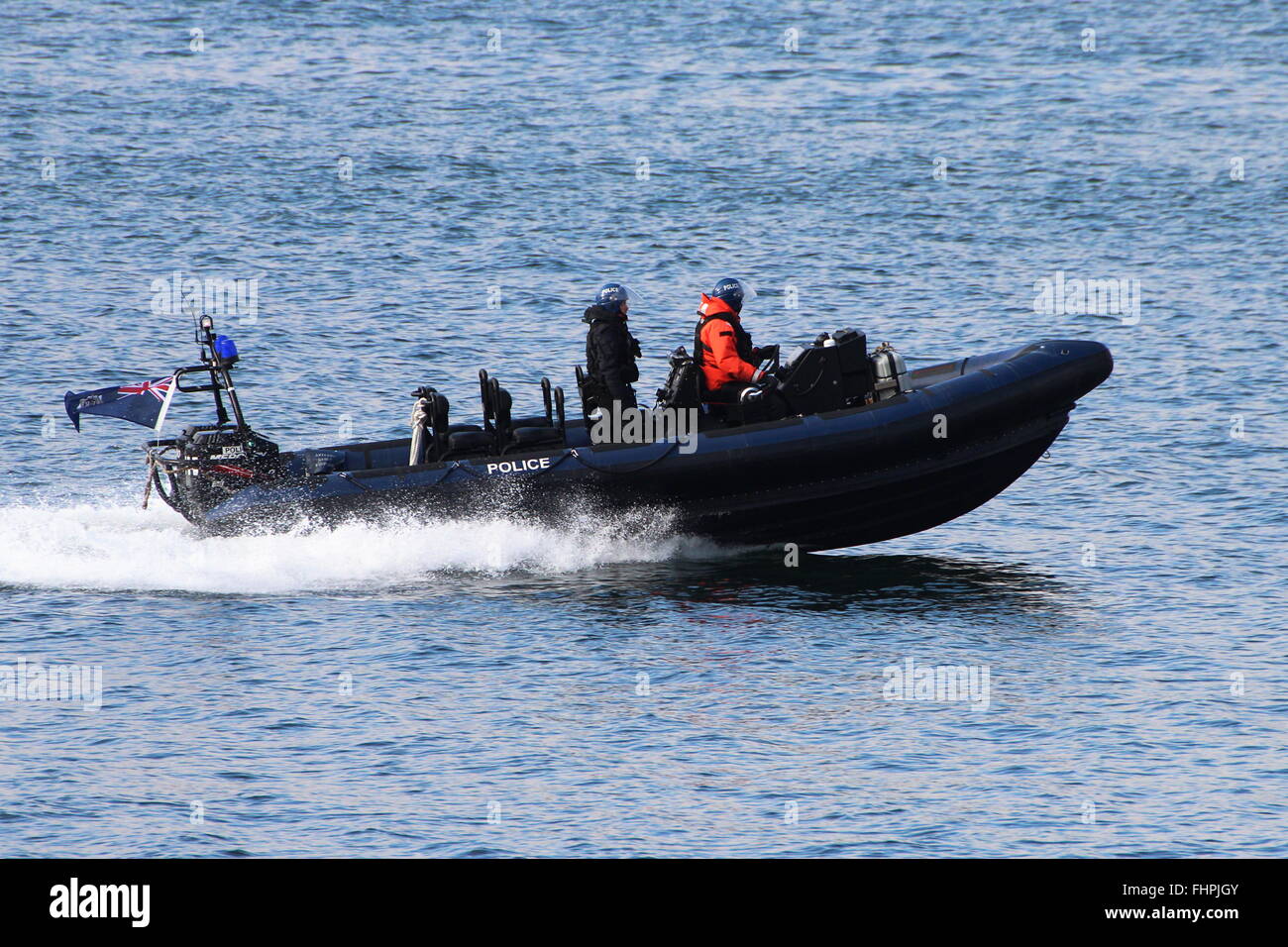 A Ministry of Defence Police RIB providing escort and surveillance