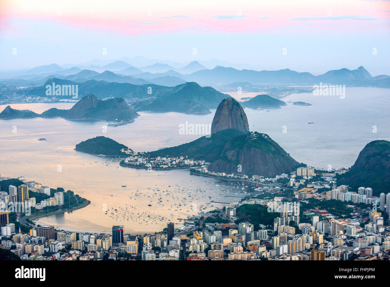 Rio de Janeiro, view from Corcovado to Sugarloaf Mountain Stock Photo