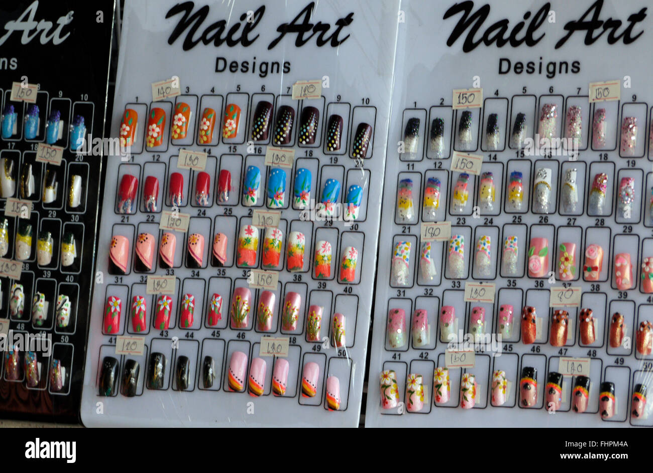 Artificial acrylic nails on display in Pattaya Thailand Stock Photo Alamy