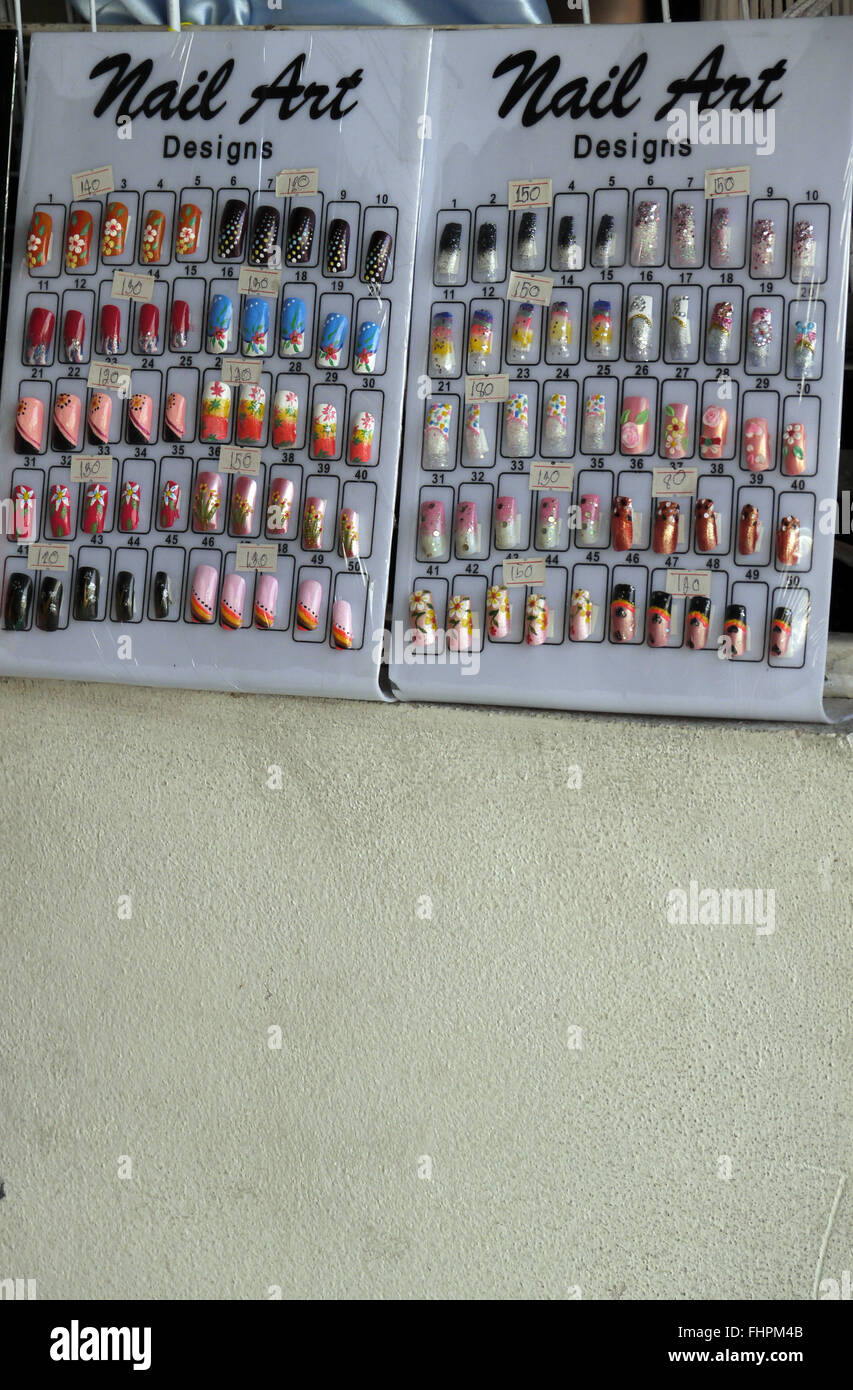 Artificial acrylic nails on display in Pattaya Thailand Stock Photo Alamy