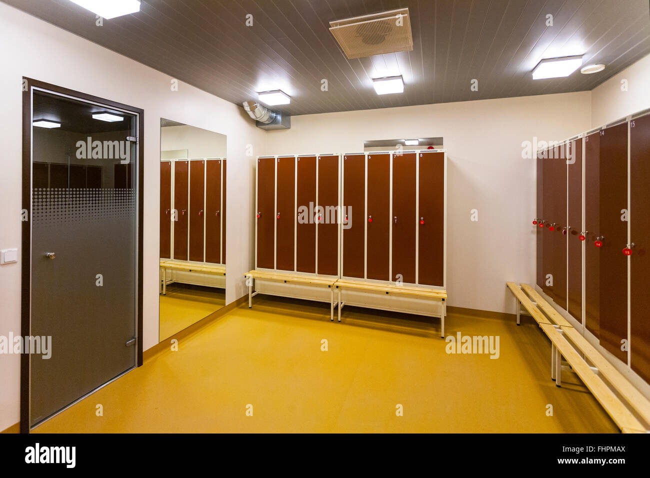 Estonia, Tartu, Heino Eller's Music school, locker's room, wardrobe Stock Photo