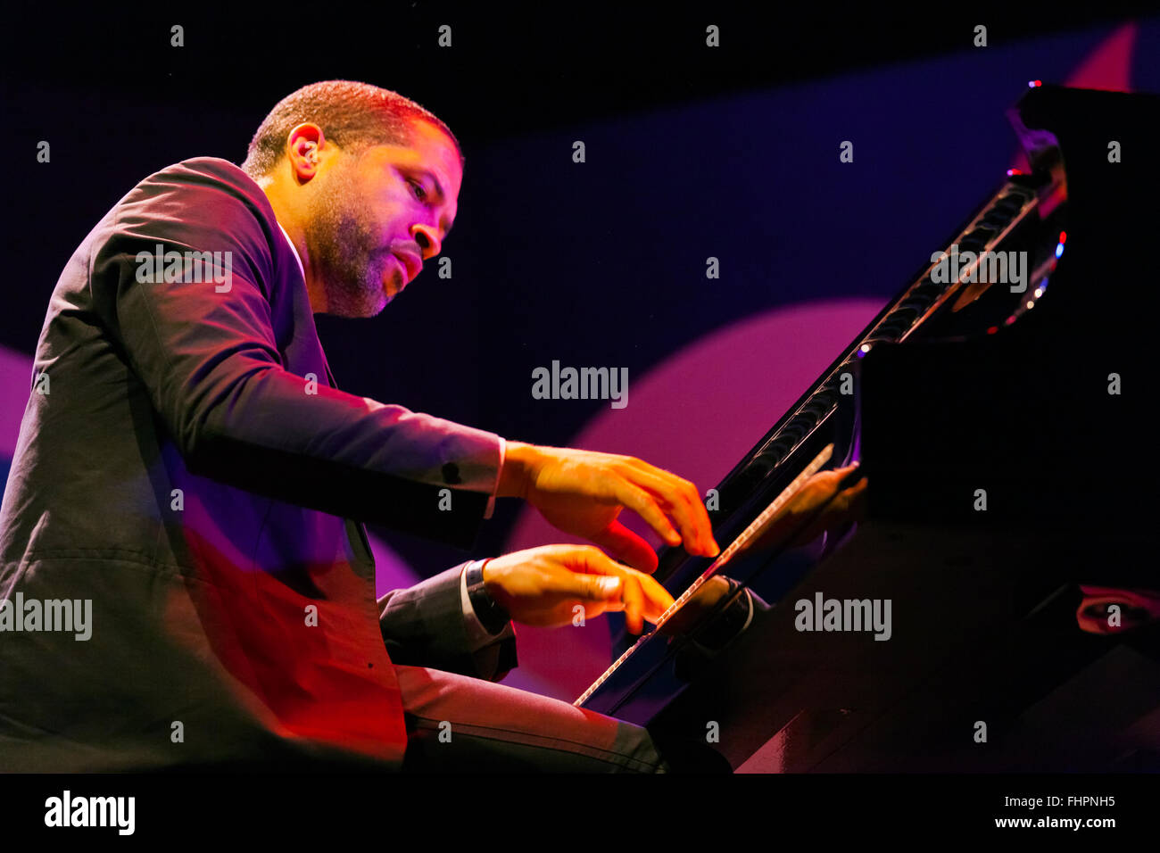JASON MORAN on grand piano with Geri Allen and the Errol Garner Project performing at the 58th Monterey Jazz Festival - Californ Stock Photo