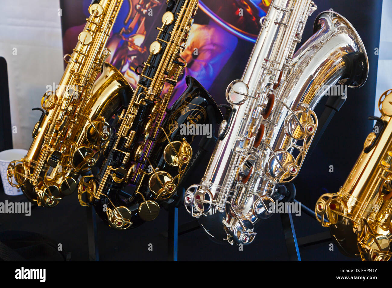 Instrument booth at grounds at at the Monterey Jazz Festival - California Stock Photo
