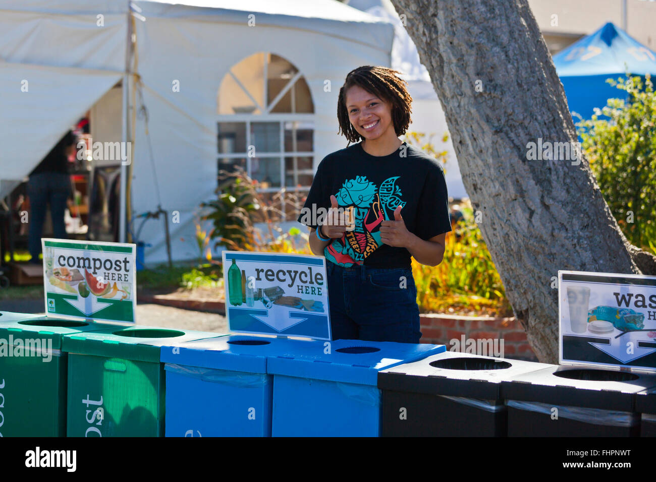 RECYCLING on the  grounds at at the Monterey Jazz Festival - California Stock Photo