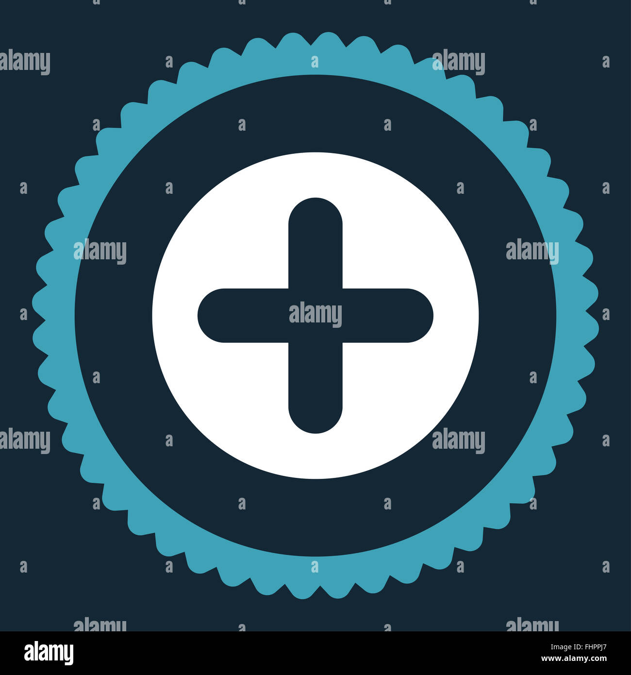 Create flat blue and white colors round stamp icon Stock Photo - Alamy