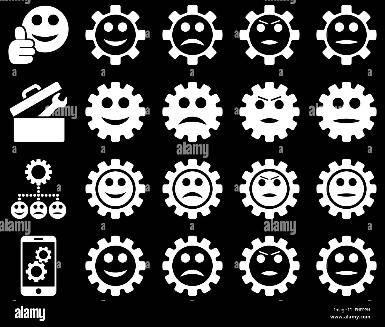 Tools and Smile Gears Icons Stock Photo Alamy