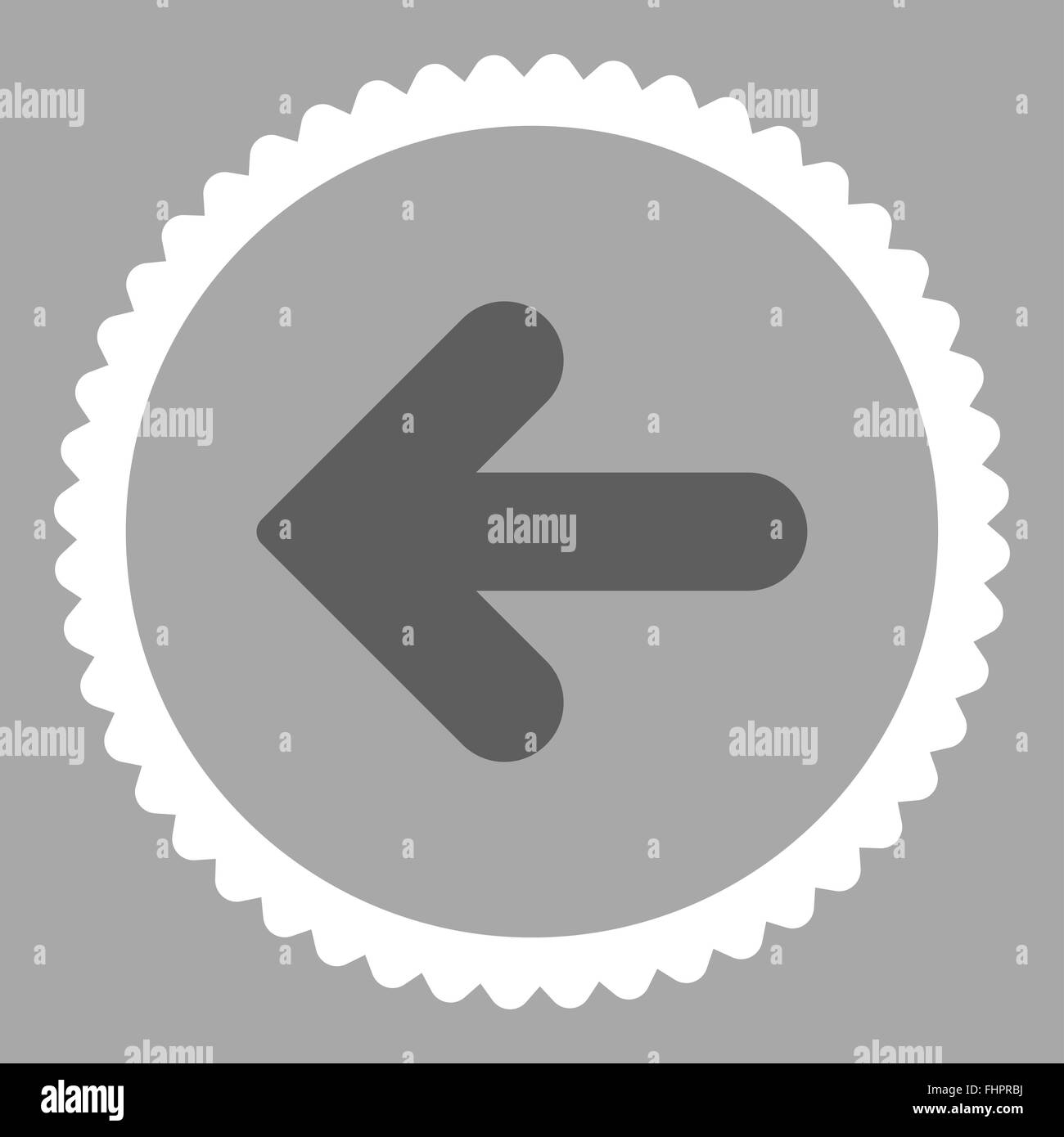 Arrow Left flat dark gray and white colors round stamp icon Stock Photo ...