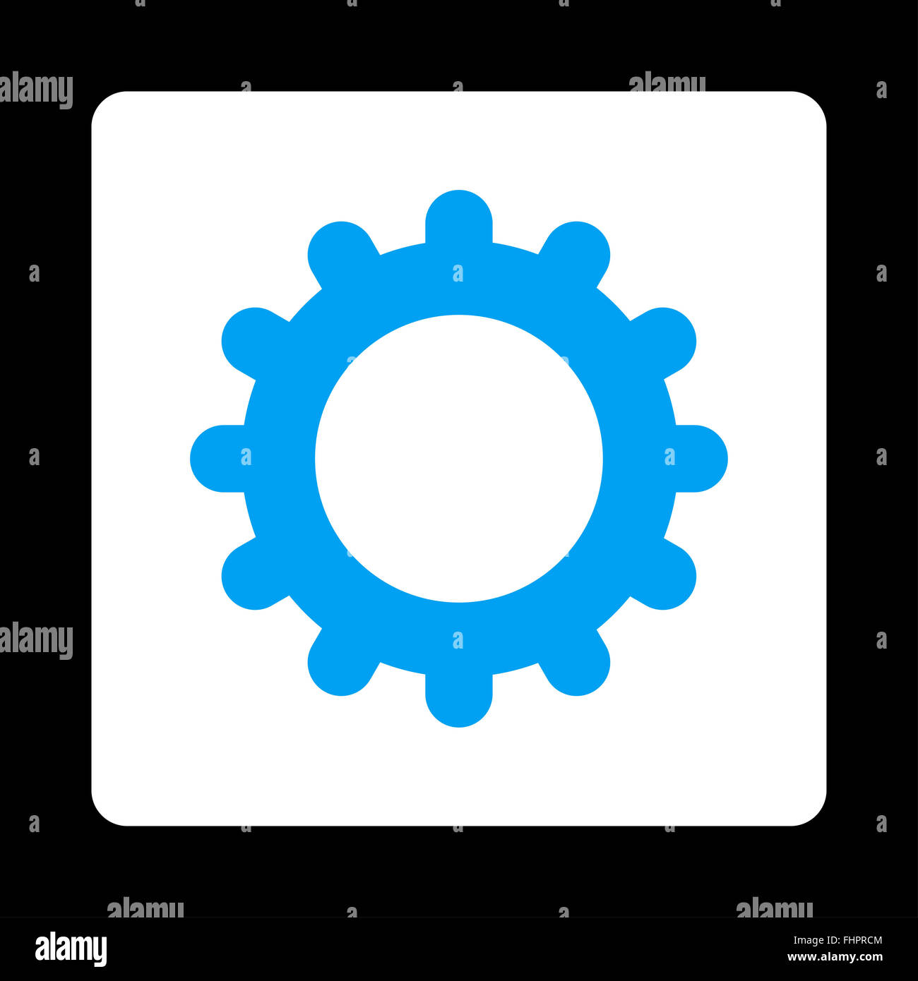 Gear flat blue and white colors rounded button Stock Photo - Alamy