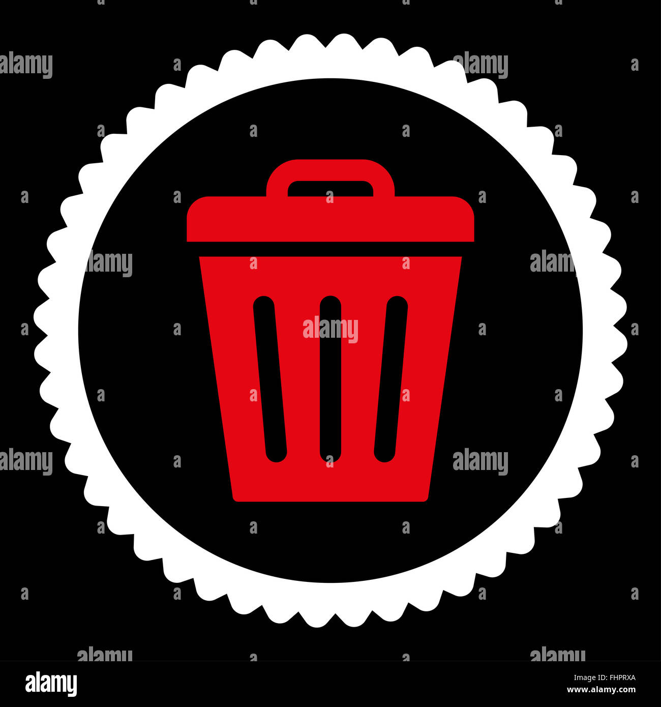 Trash Can flat red and white colors round stamp icon Stock Photo - Alamy