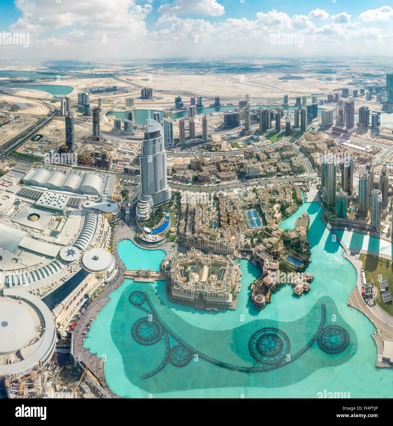 Dubai, United Arab Emirates - Dec 2, 2014: Aerial shot of Dubai including The Address hotel, which will be closed indefinitely a Stock Photo