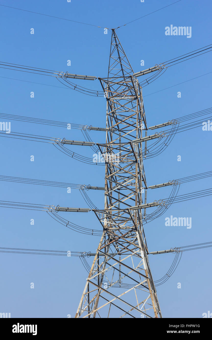 Electric high voltage power post. Stock Photo