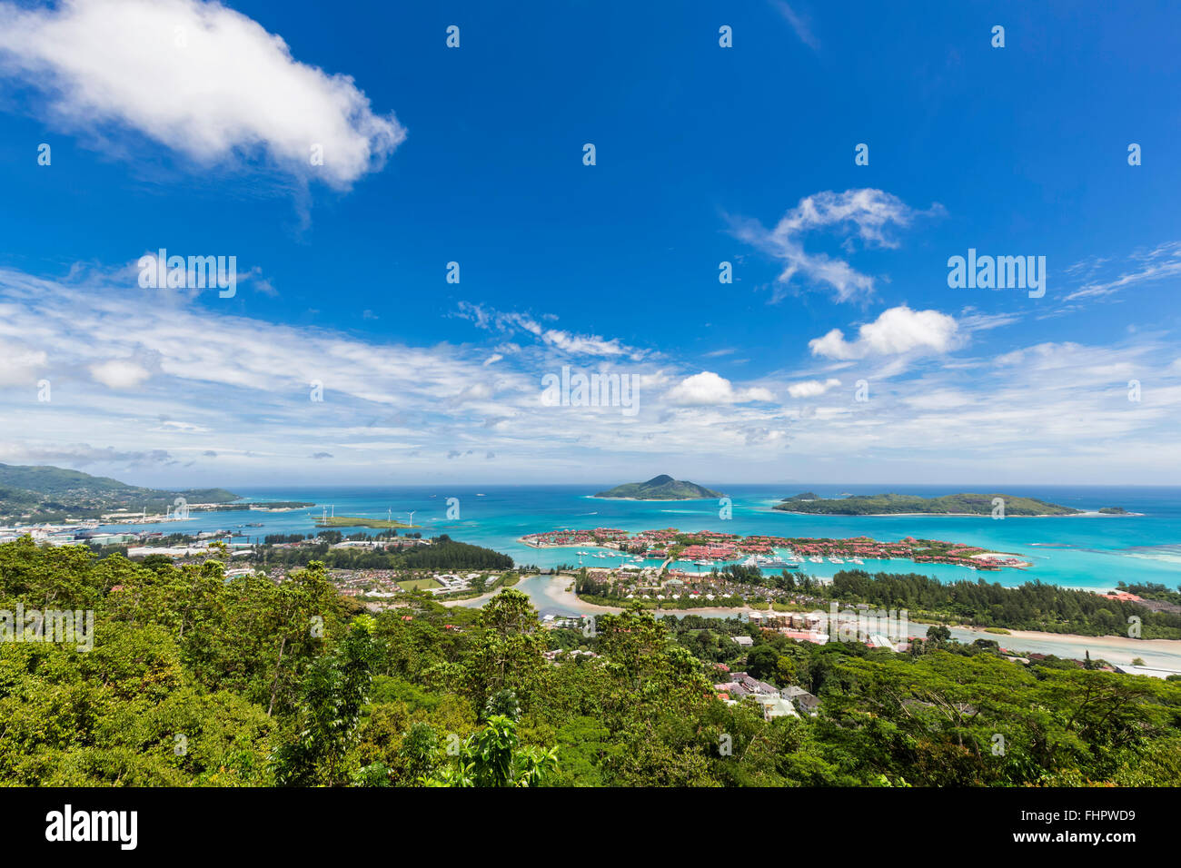 Seychelles, Mahe, View to Eden Island, Port Victoria, Sainte Anne