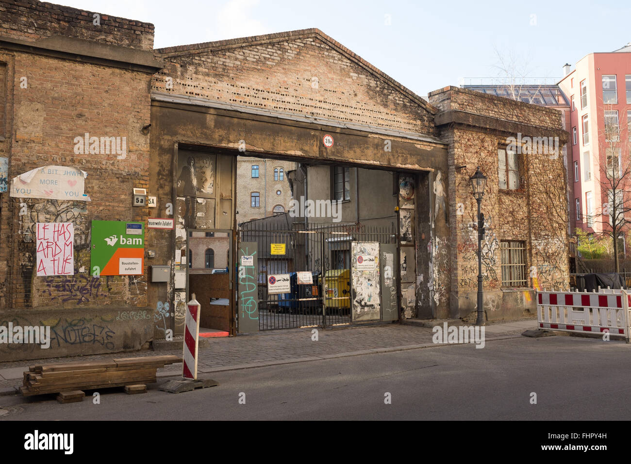 RLIN, FEBRUARY 24: Rear entrance door of the 'Postfuhramt' building in Berlin on February 24, 2016. Stock Photo