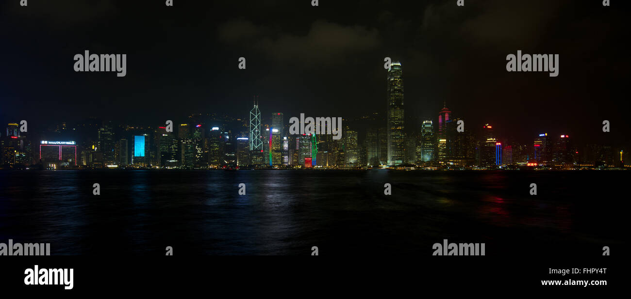 Panorama of Hong Kong skyline at night Stock Photo - Alamy