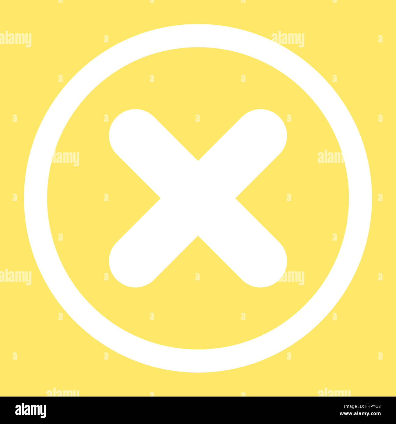 Cancel flat white color rounded raster icon Stock Photo - Alamy