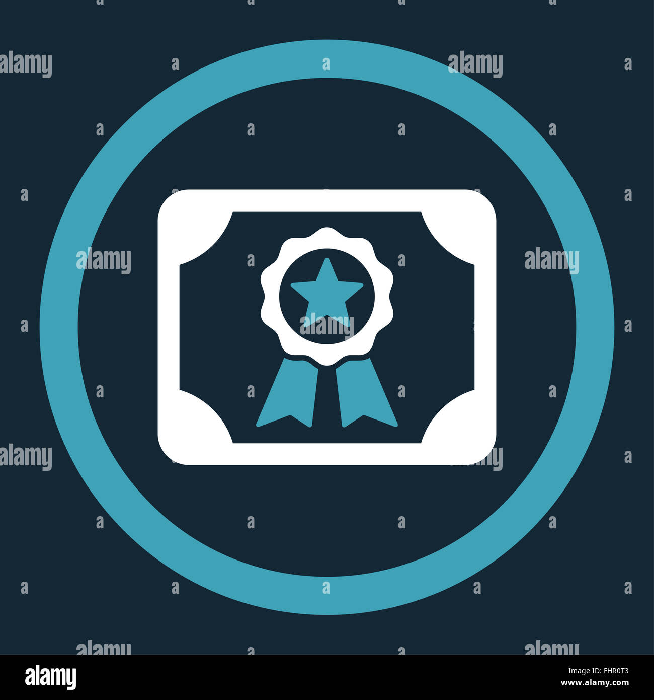 Certificate flat blue and white colors rounded glyph icon Stock Photo ...