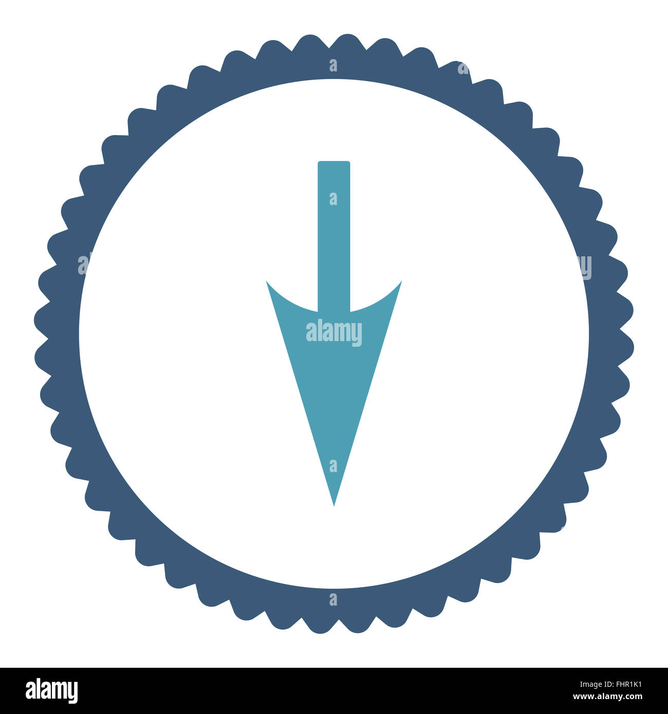 Sharp Down Arrow flat cyan and blue colors round stamp icon Stock Photo ...