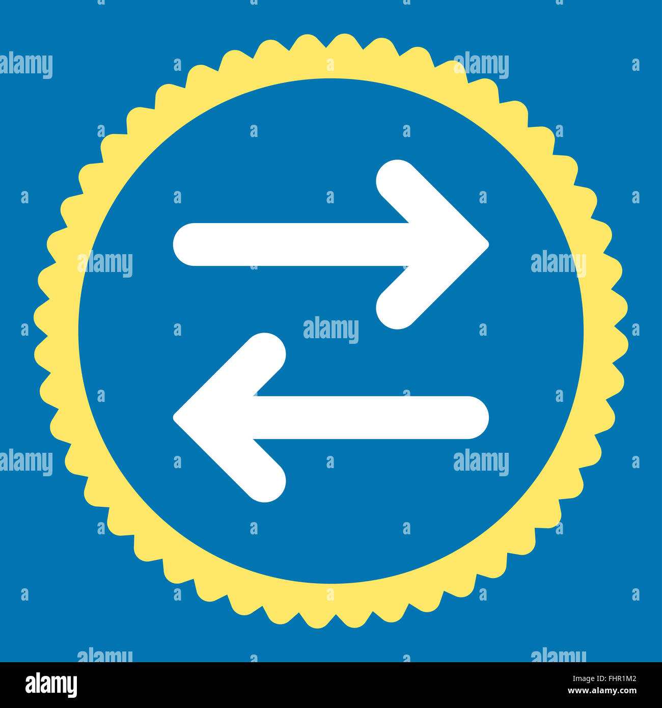 Flip Horizontal flat yellow and white colors round stamp icon Stock ...