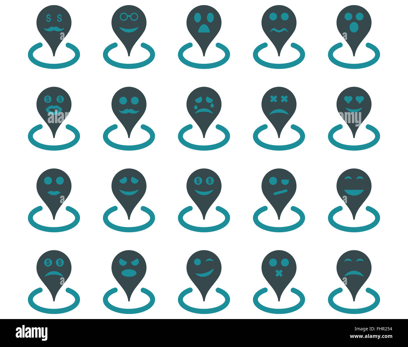 Smiled location icons Stock Photo - Alamy