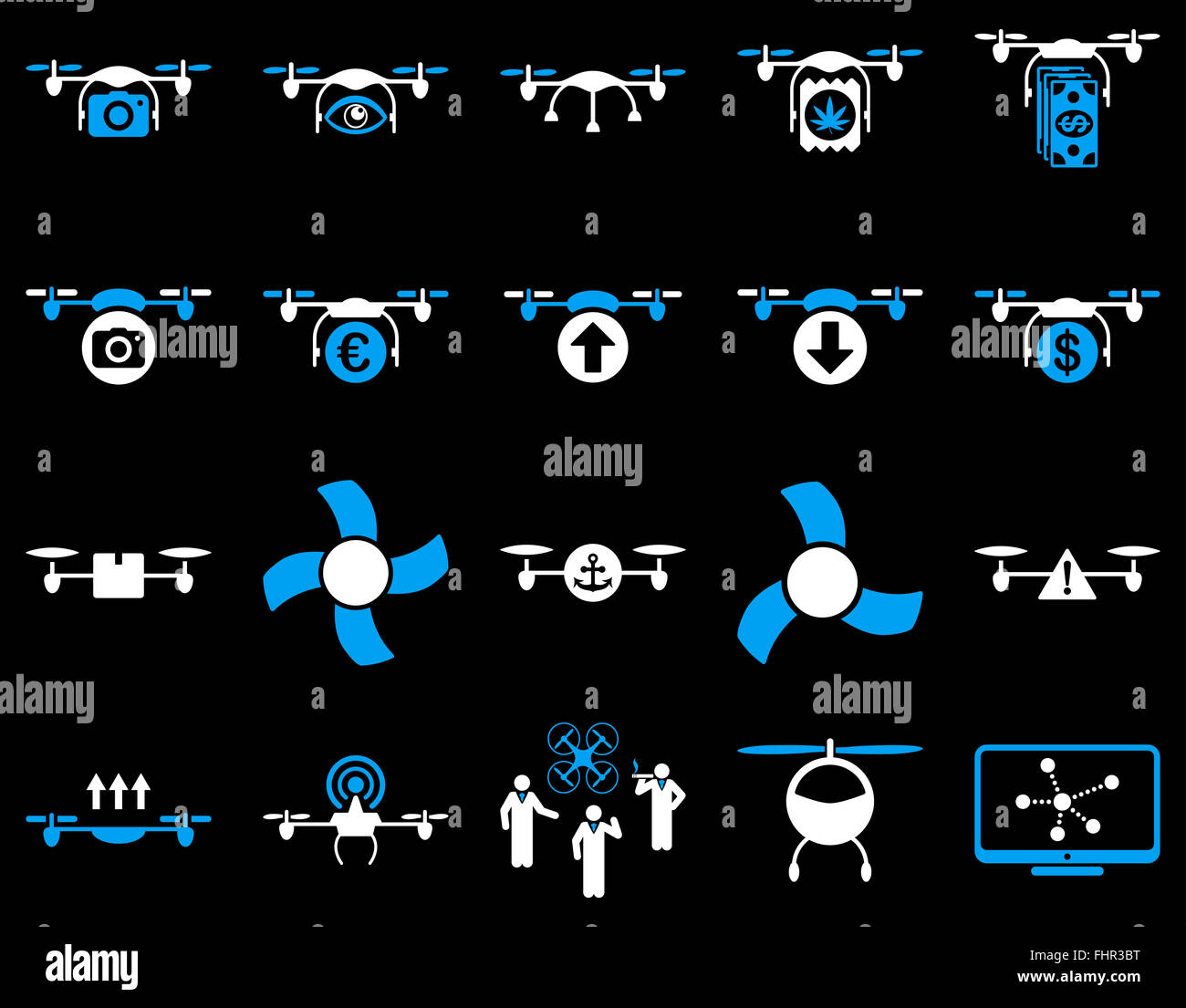Air drone and quadcopter tool icons Stock Photo - Alamy