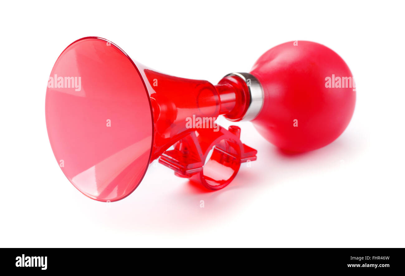 Red bicycle air horn isolated on white background Stock Photo Alamy