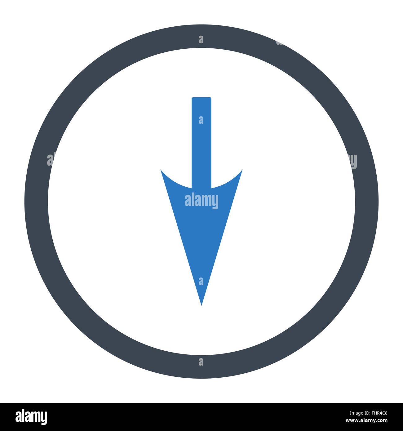 Sharp Down Arrow flat smooth blue colors rounded vector icon Stock ...