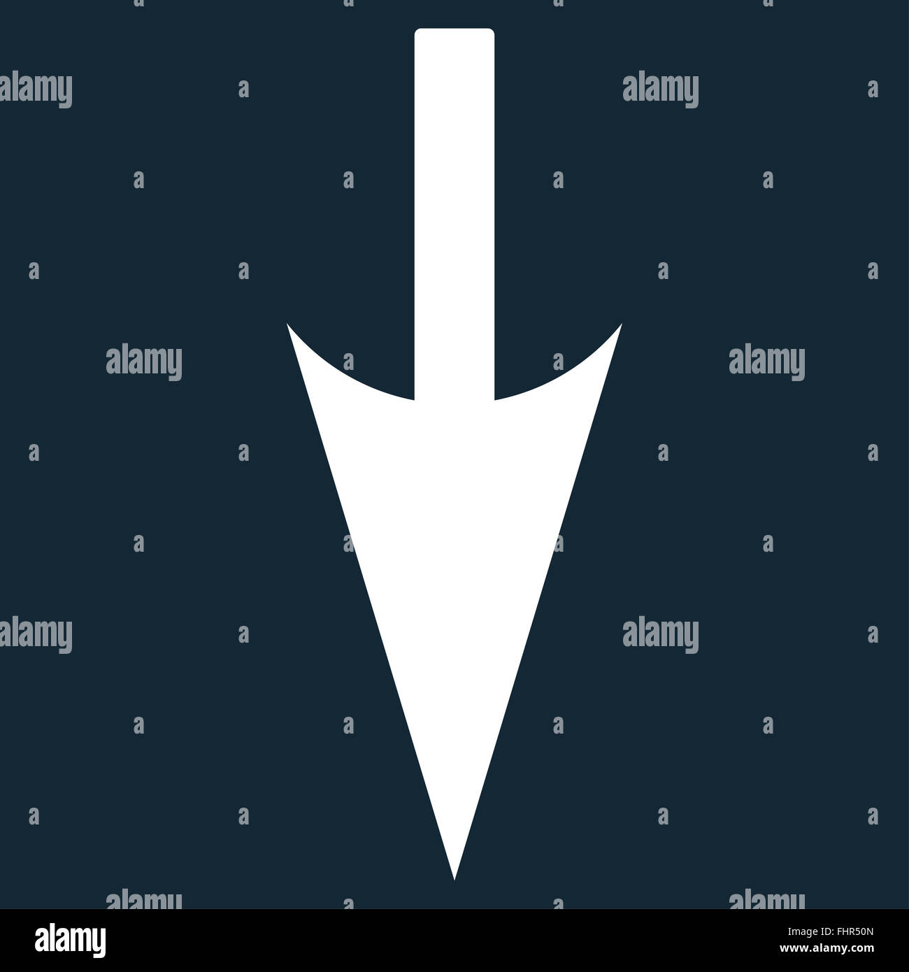 Sharp Down Arrow flat white color icon Stock Photo - Alamy