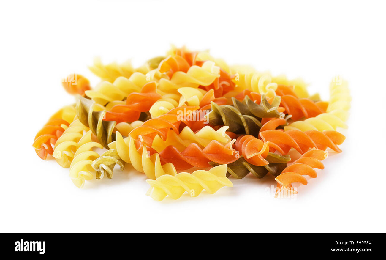 Multicolor pasta isolated on a white background Stock Photo