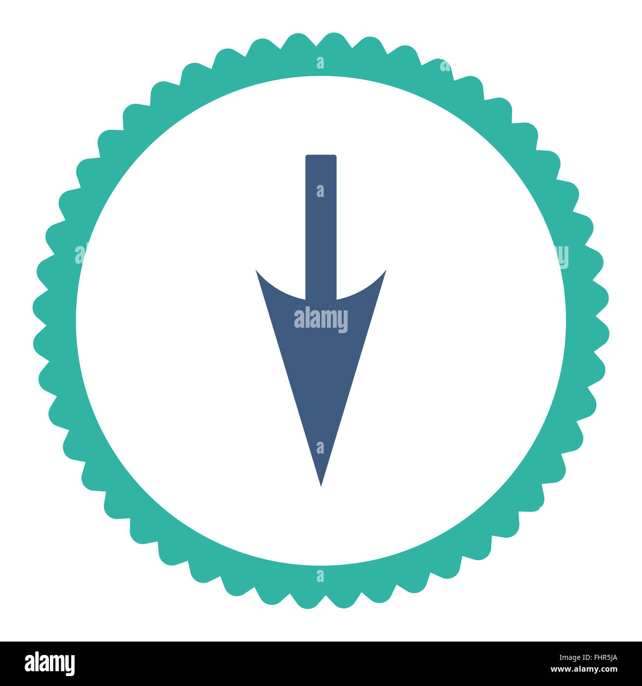 Sharp Down Arrow flat cobalt and cyan colors round stamp icon Stock ...
