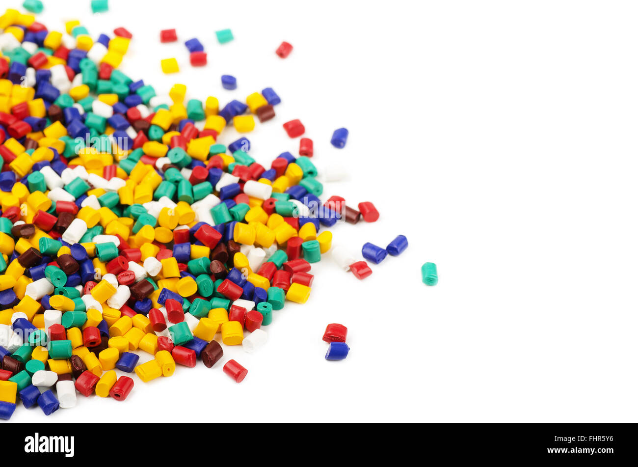 Colourful plastic granules isolated on a white background Stock Photo