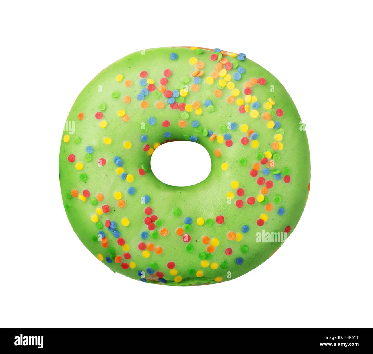 Green donut with sprinkles isolated on white background Stock Photo Alamy