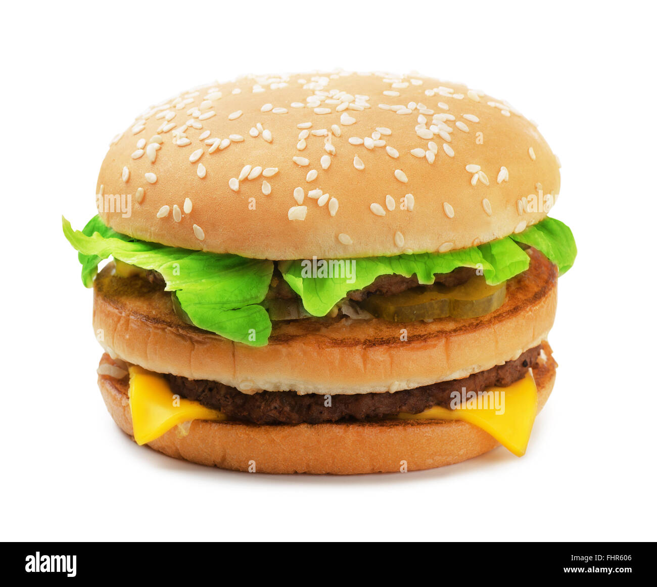 Big burger isolated on white background Stock Photo