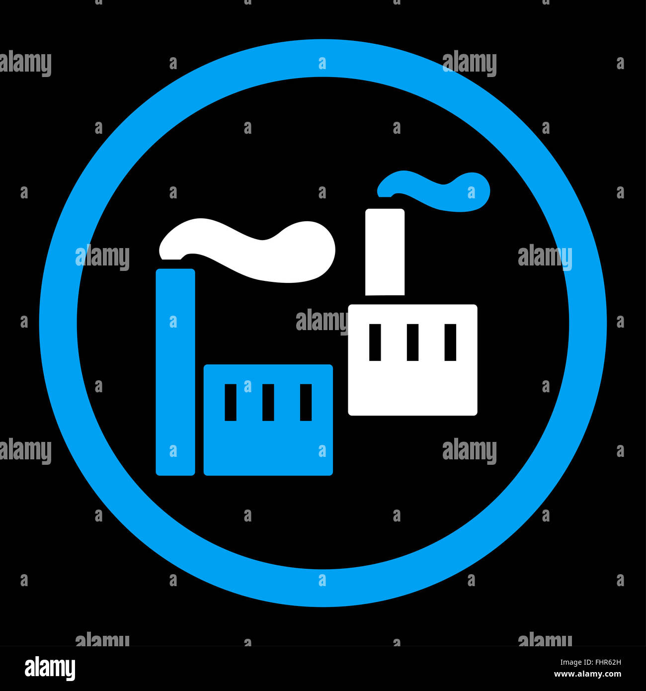 Industry flat blue and white colors rounded vector icon Stock Photo - Alamy