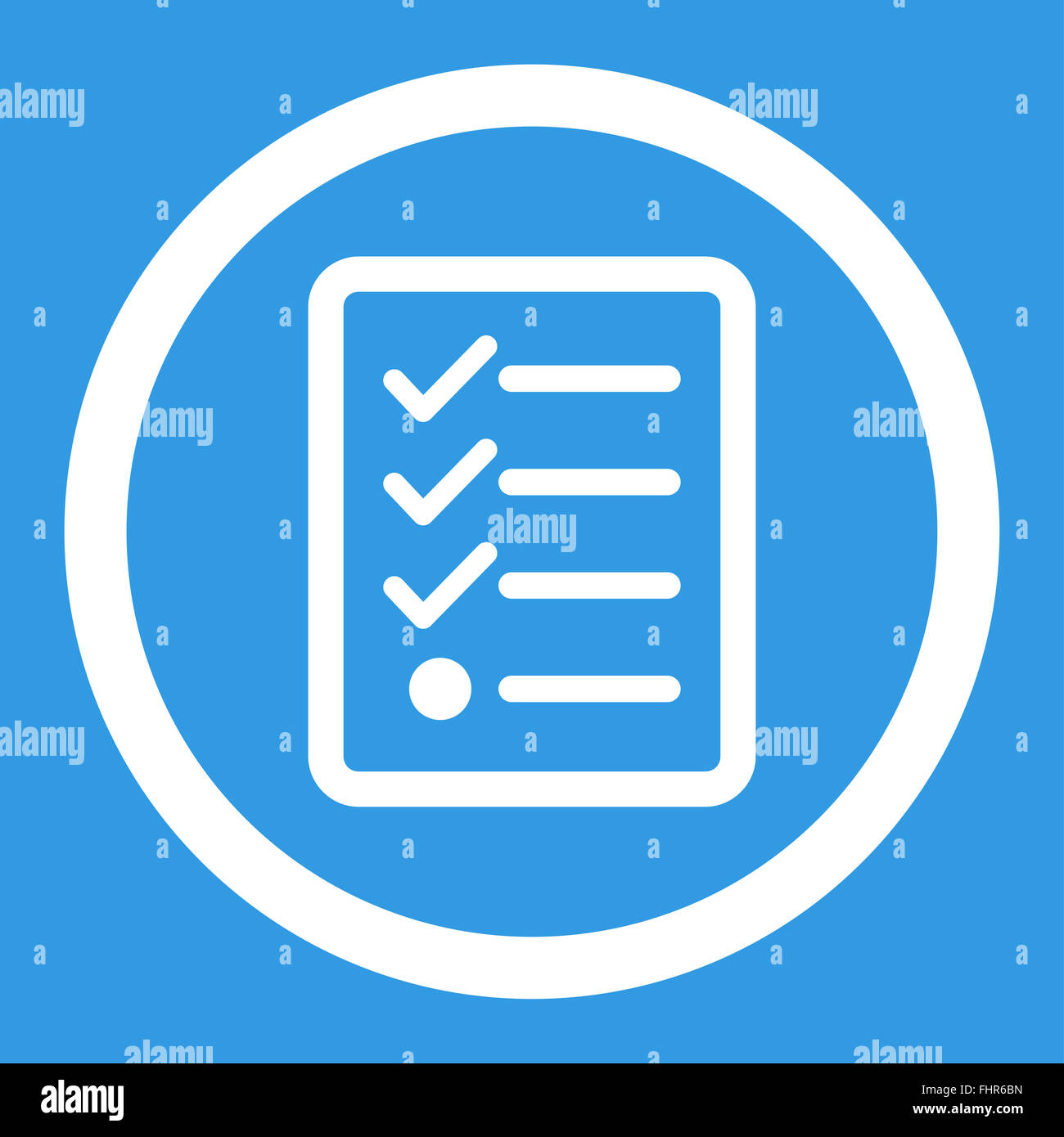 Checklist flat white color rounded vector icon Stock Photo - Alamy